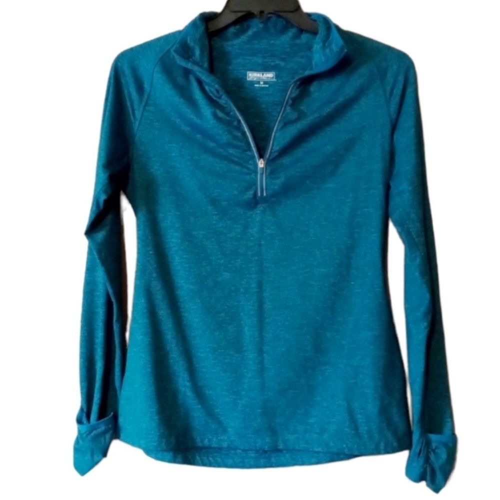 Kirkland Signature Women's Teal Long Sleeve Athletic Pullover Jacket Size M